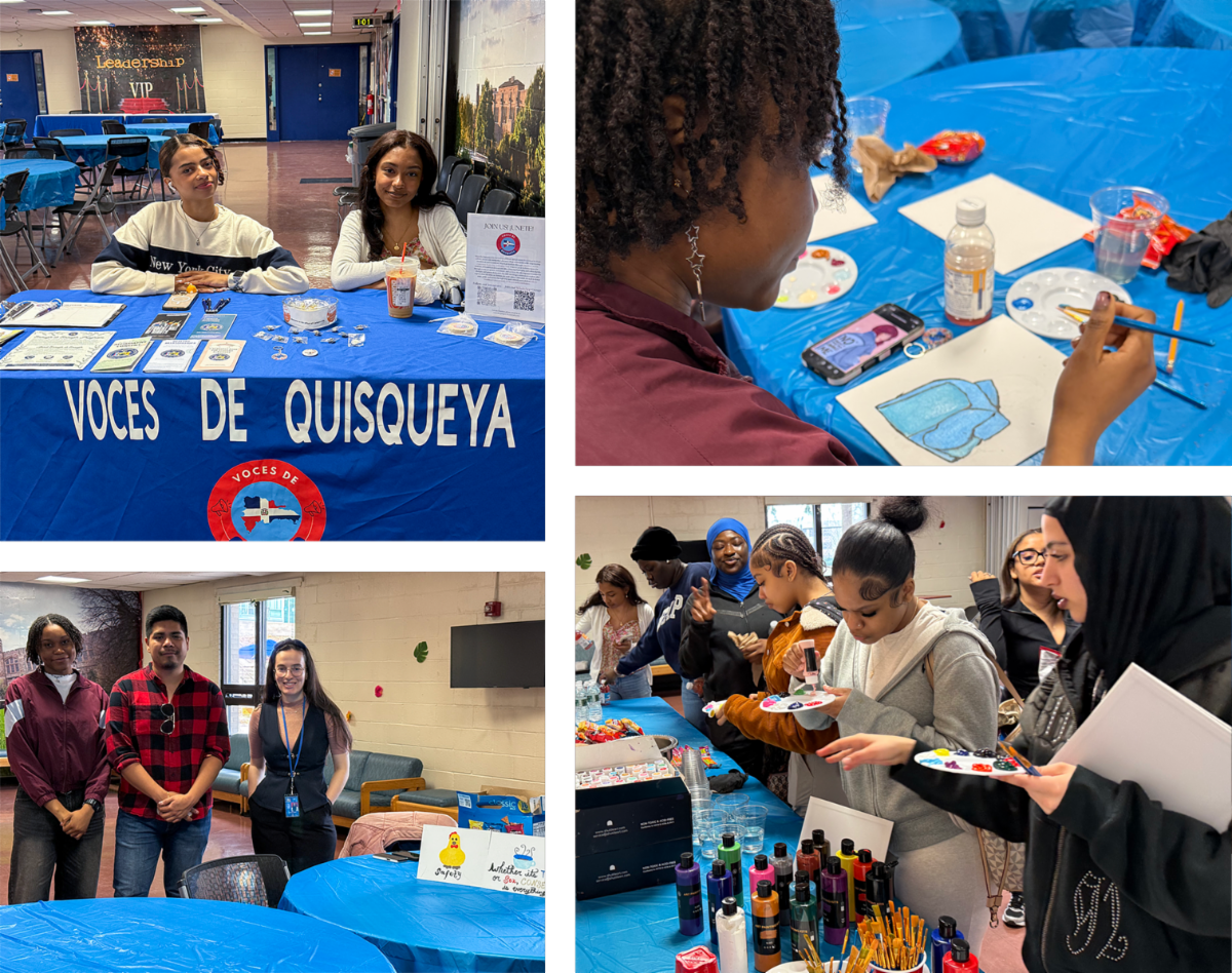 Event photos with bright lehman blue tablecloth
