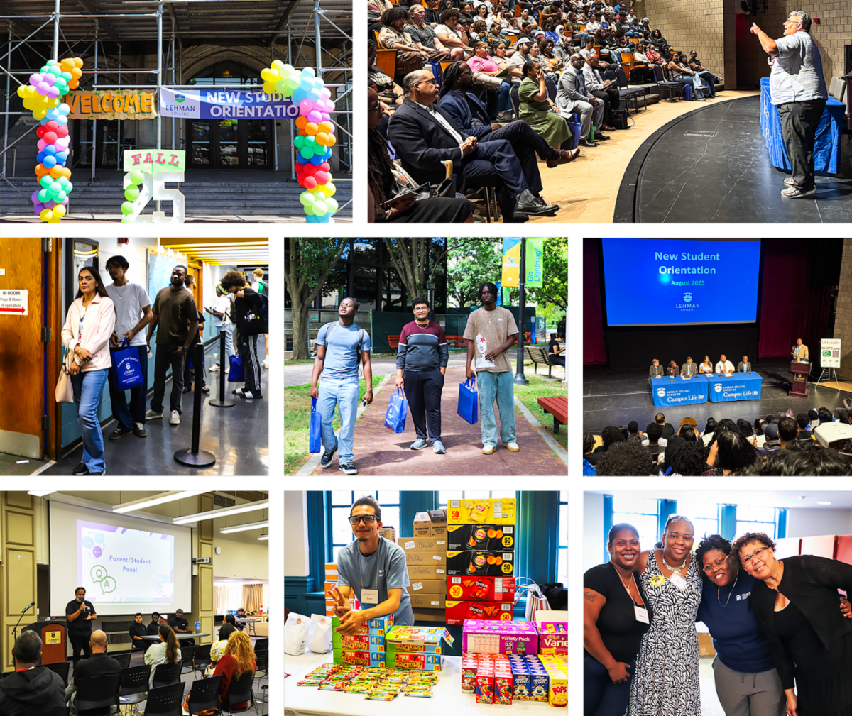 Collage of new student activities on campus