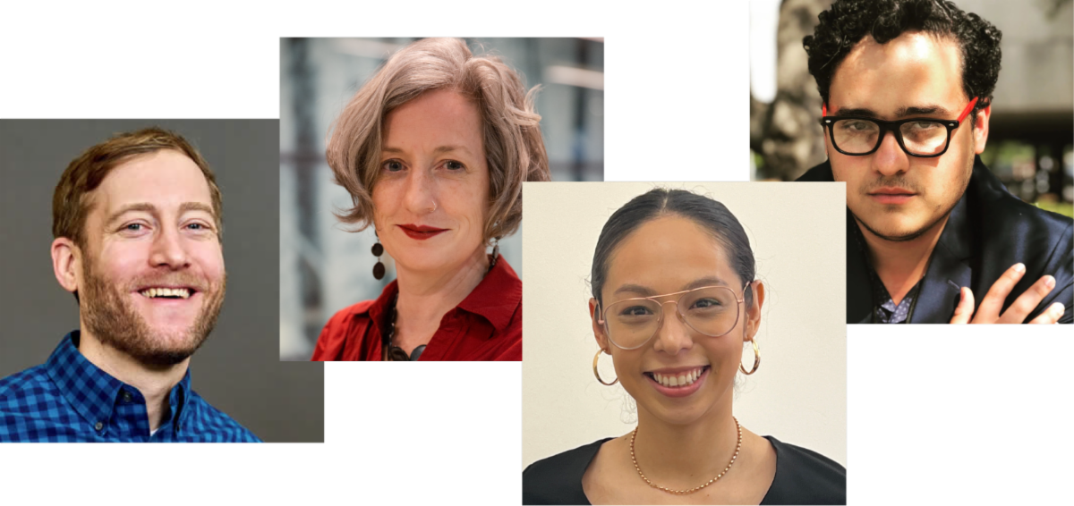 Photo collage of four of Lehman's professors 