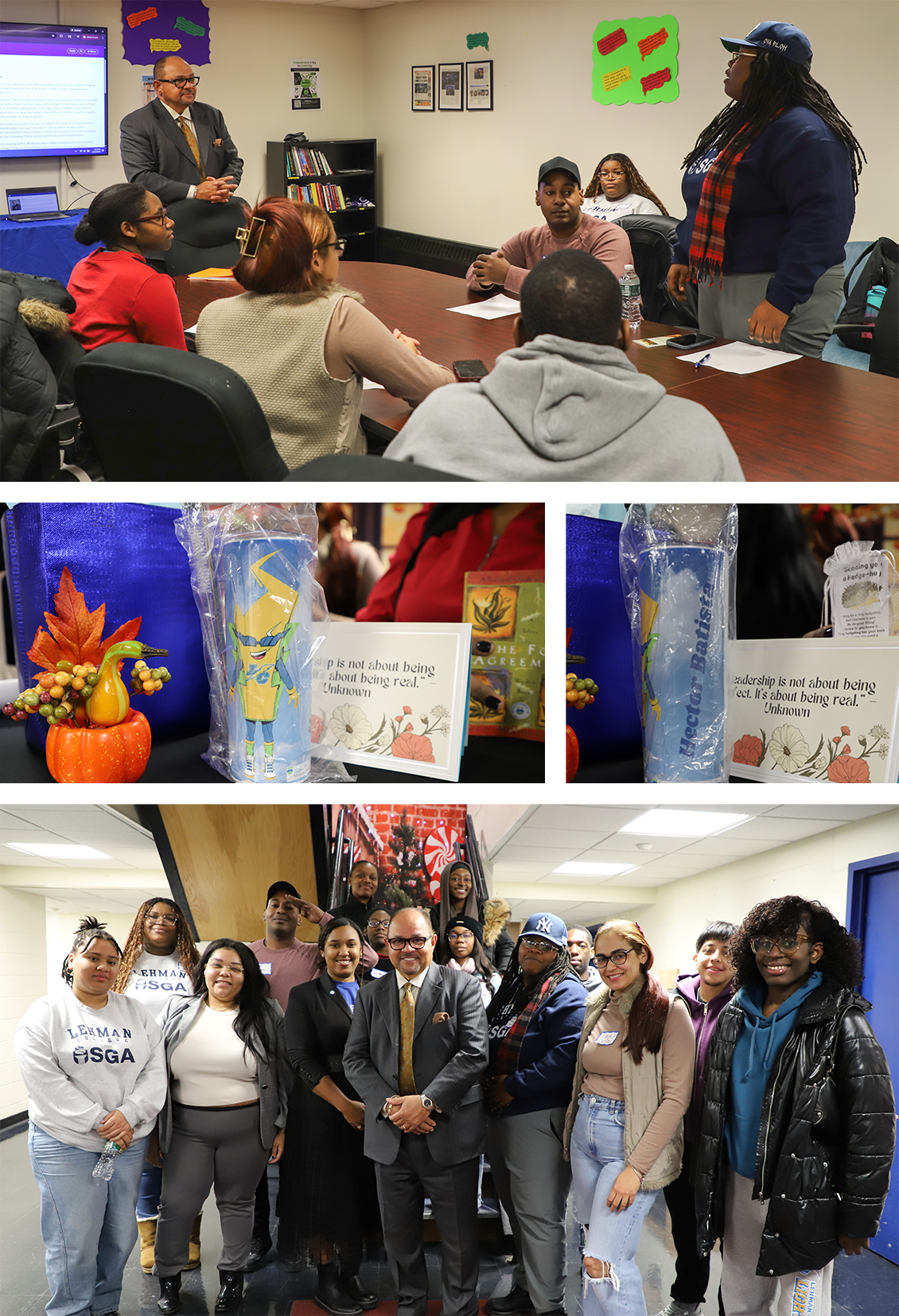 Photos of the group including EVC posed and candid