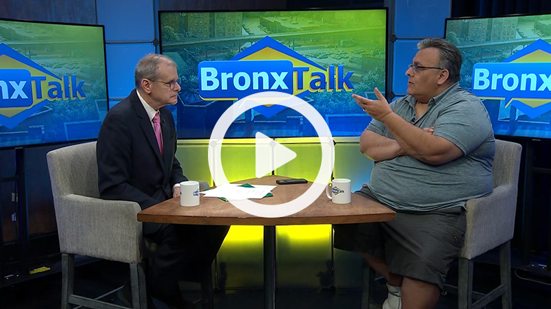 Photo still of President Fernando Delgado talk with BronxTalk's host Gary Axelbank 