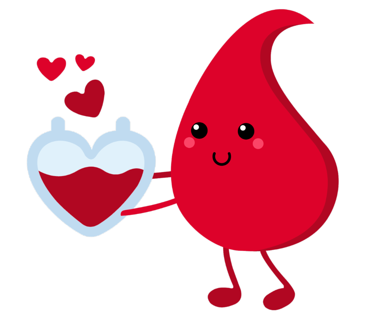 Clipart of blood drops and heart shapes