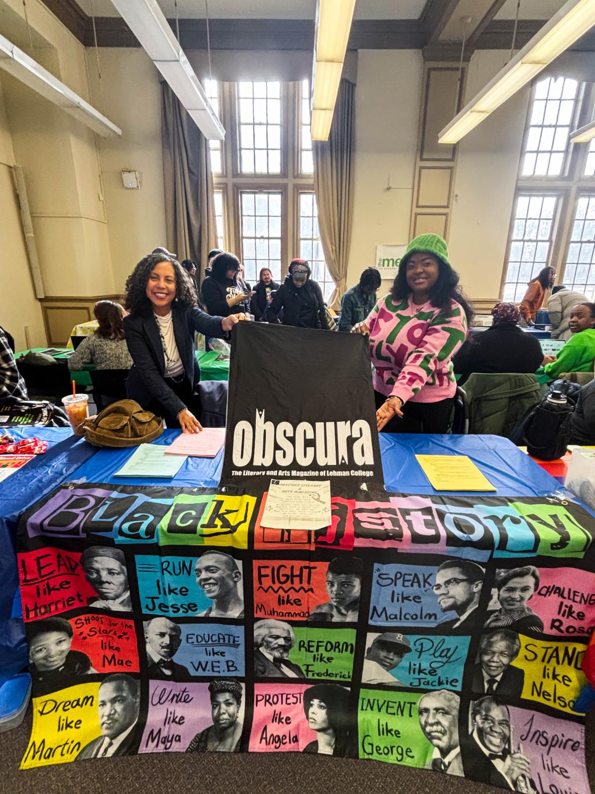 Table with quilted homage to Black History figures