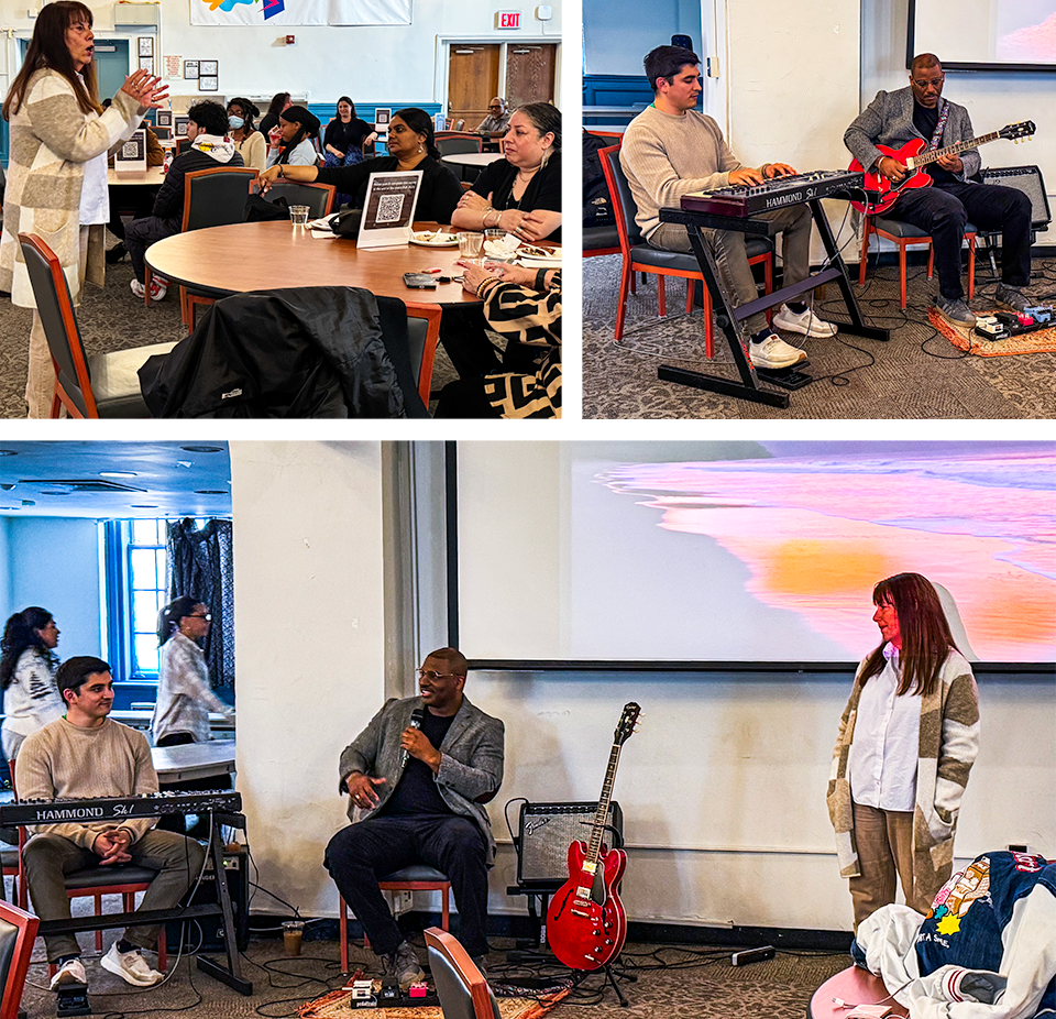 Musicians and audience photo collage