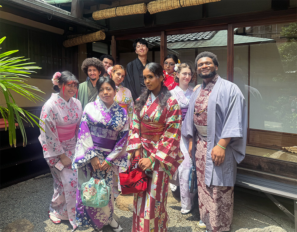 Group photo of ten Lehman students completed a unique study abroad experience