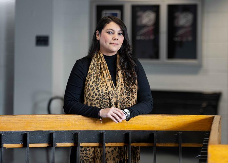 Portrait by staircase