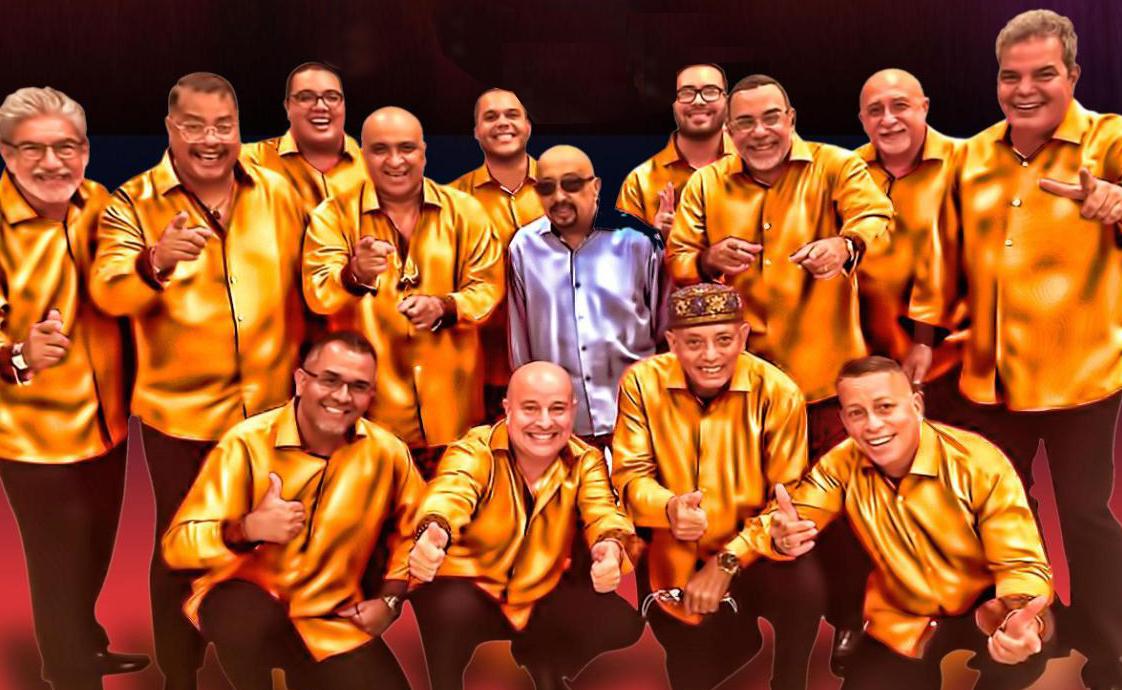 Illustration of the band in yellow outfits