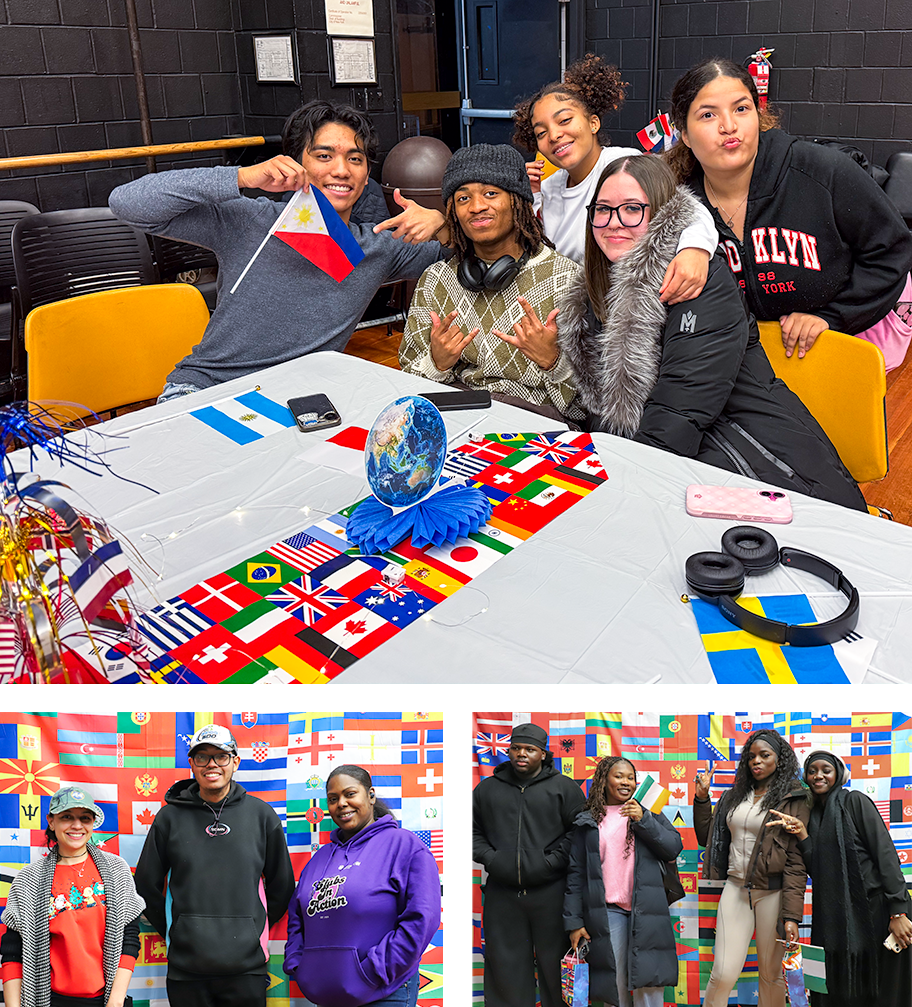 Images of students with flags