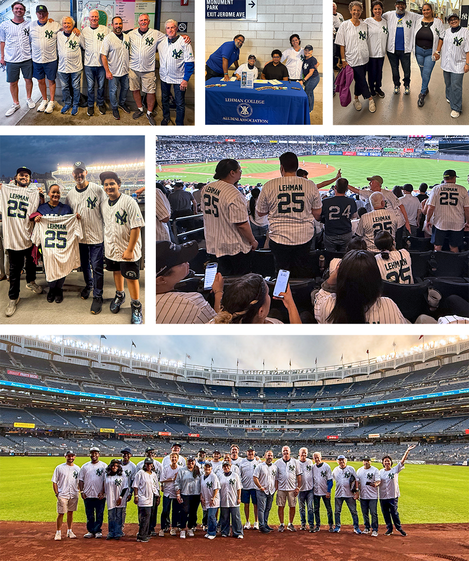 Collage of Lehman's representatives at the Yankee stadium.