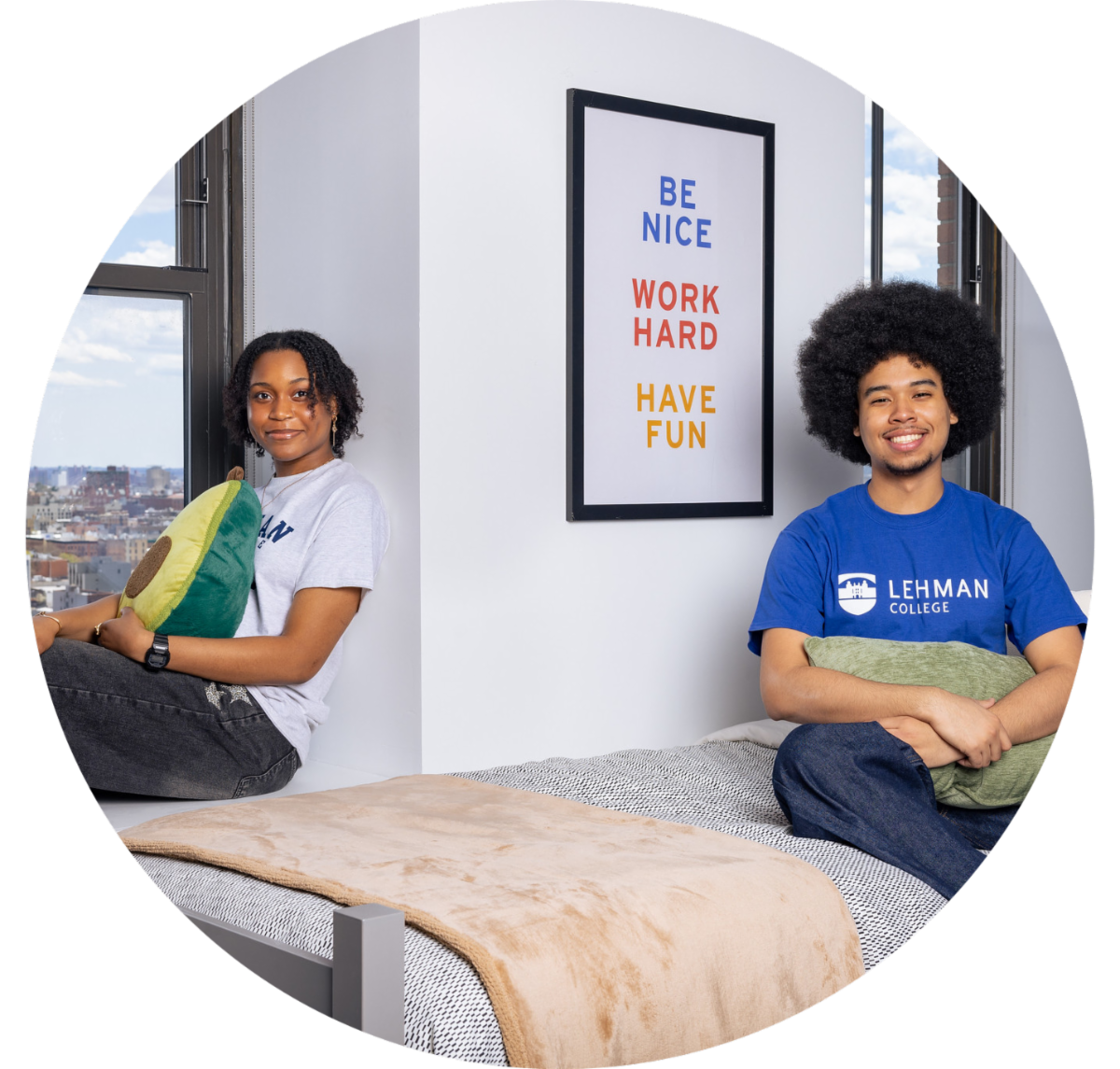 Photo of two students at the Lehman Grand