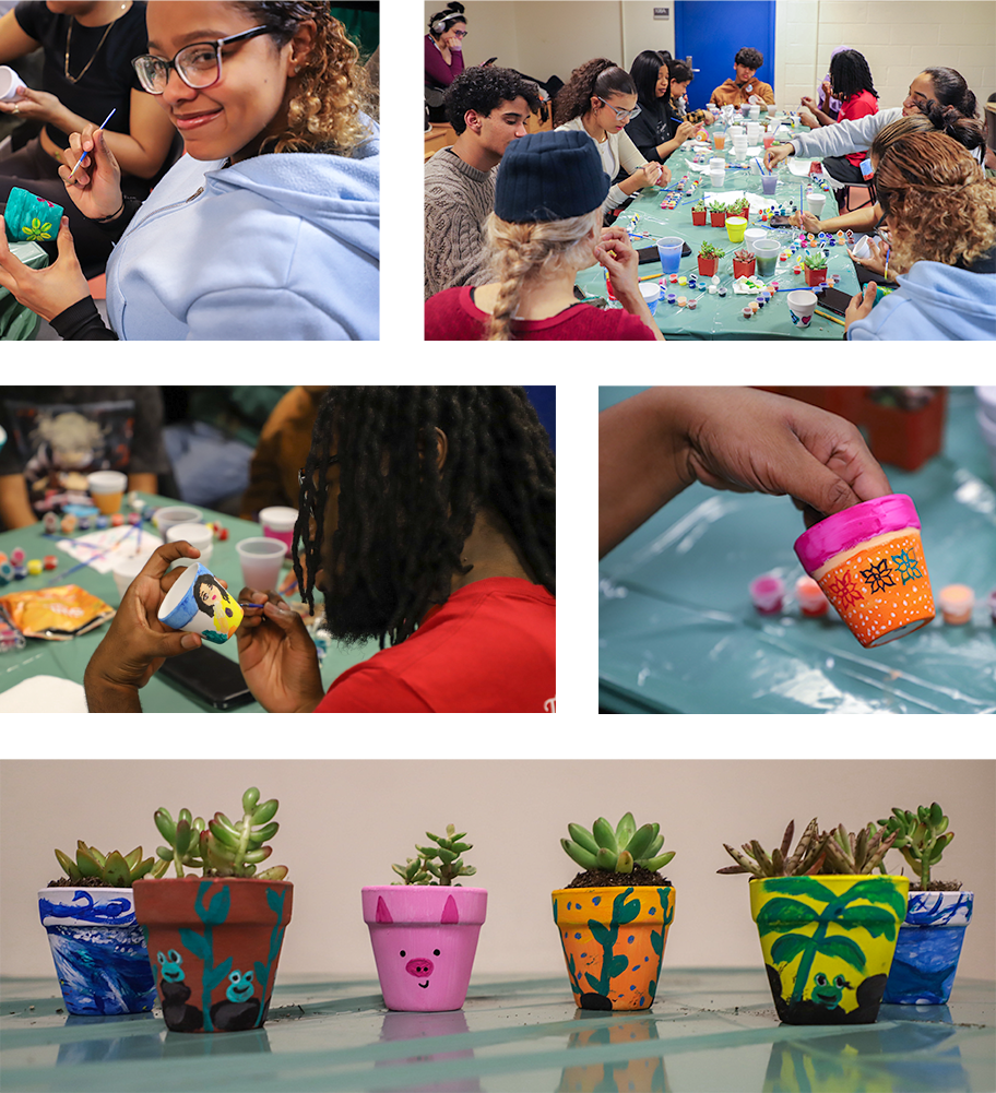 Collage of the The Sociology Club pottery event.
