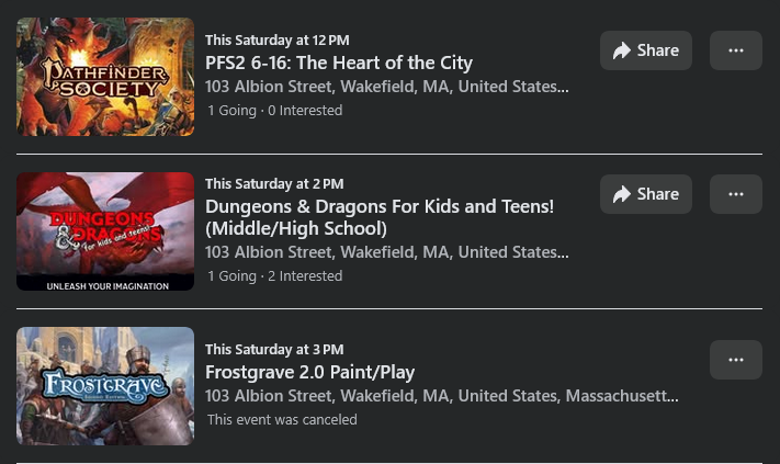Upcoming Game Dates