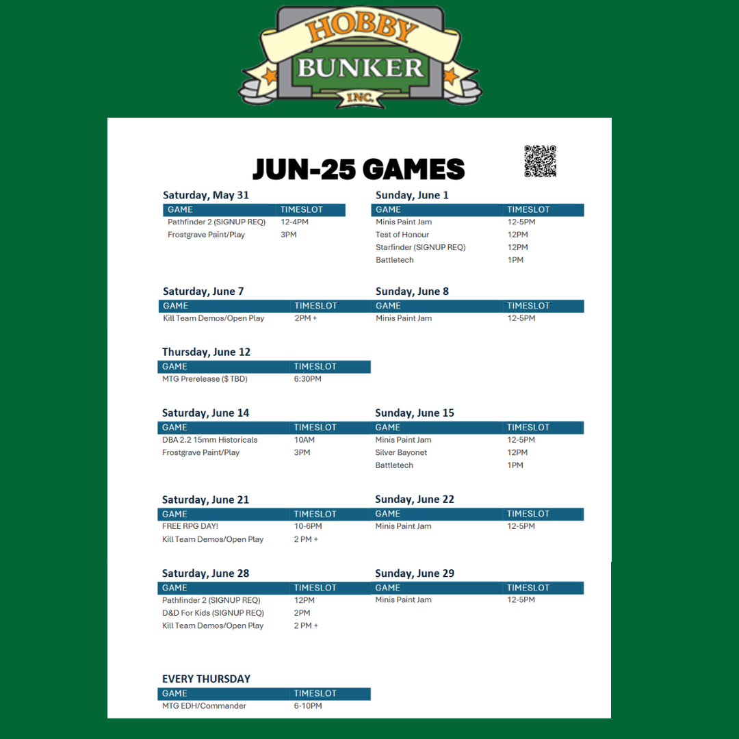 June 25 Game Dates