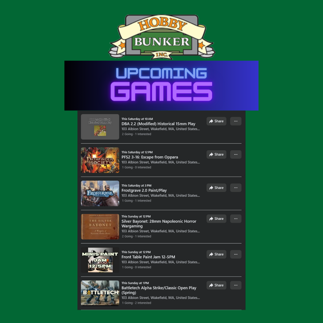 Upcoming Game Dates