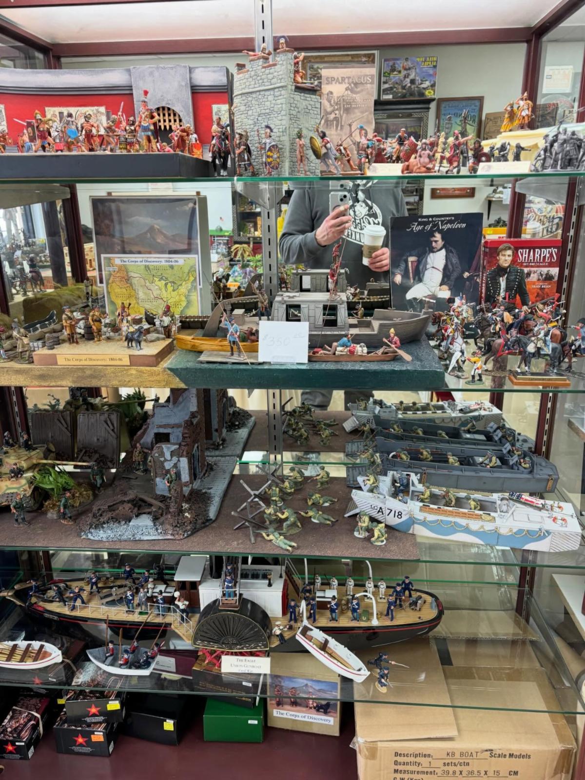 Display case with models