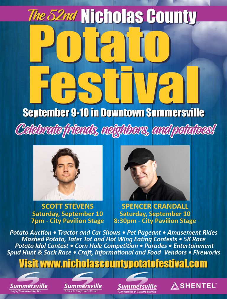 The 52nd Nicholas County Potato Festival Coming Soon! The 52nd Nicholas County Potato Festival Coming Soon!