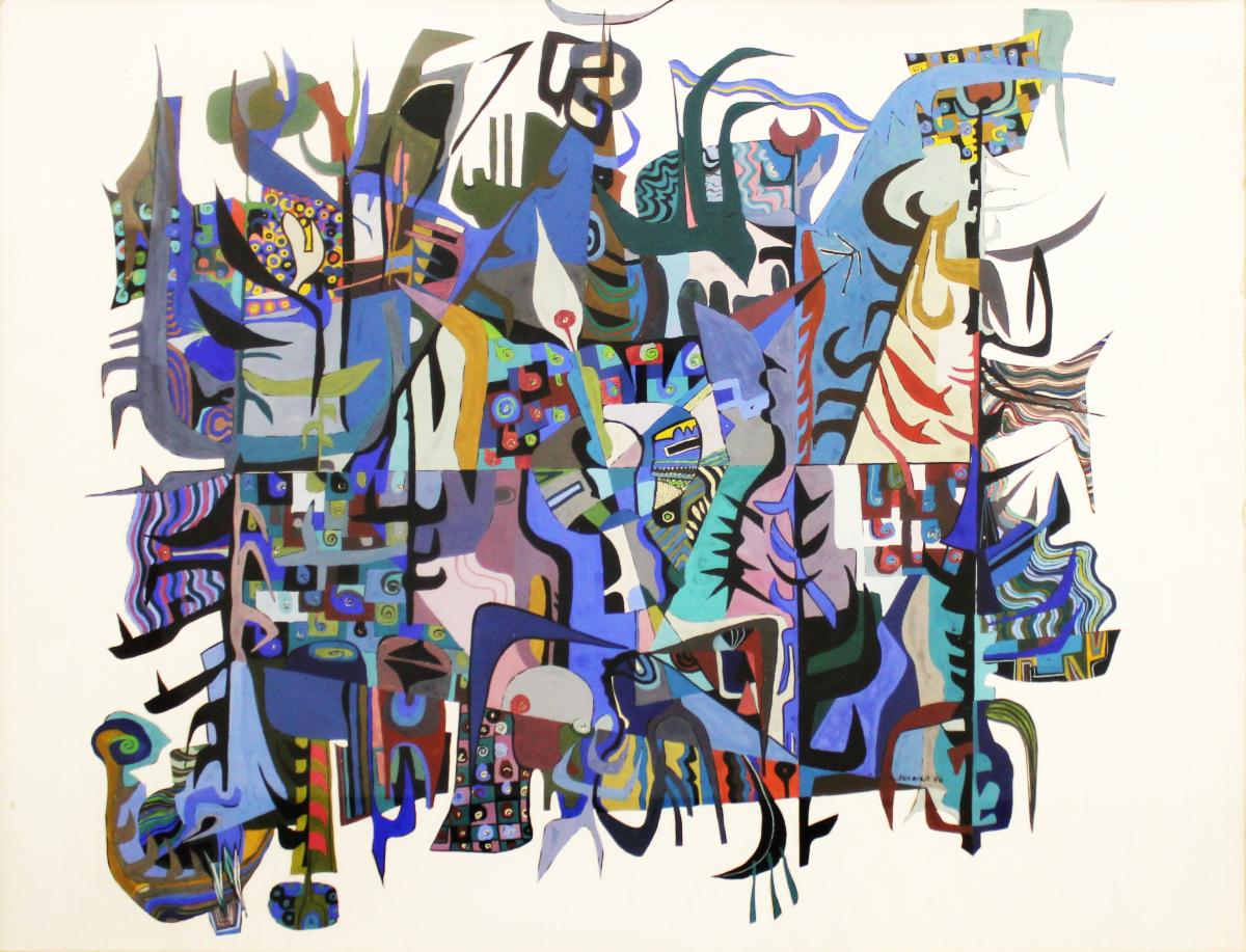 Untitled, 1946. Ink and gouache on paper, 14 x 19 in.; Grinnell College Museum of Art Collection