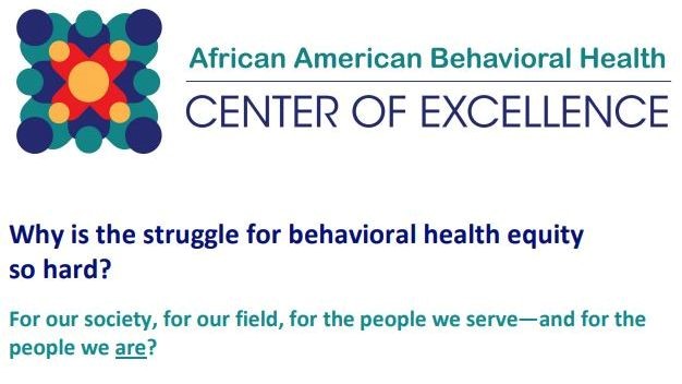 African American Center of Behavioral Health Excellence logo with title of resource