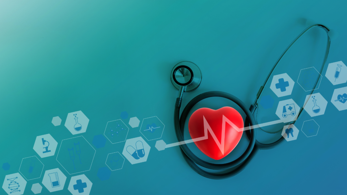 care continuum with stethoscope and heart