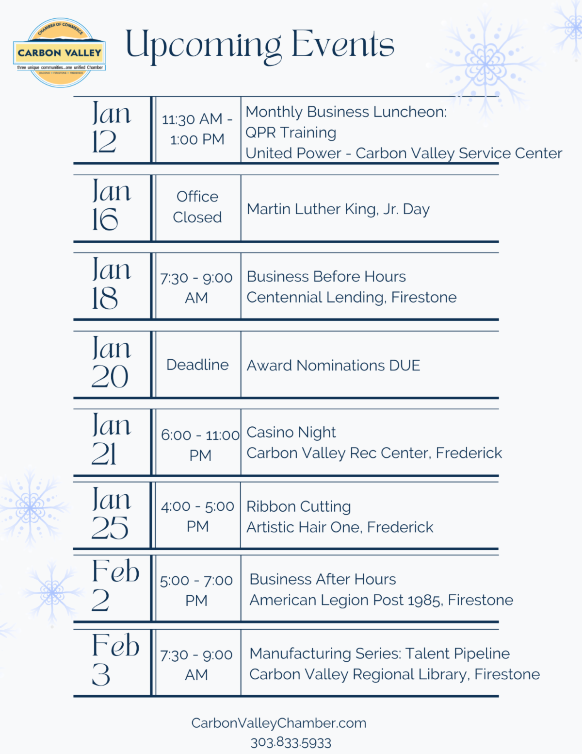 Check out the latest Carbon Valley Chamber News!