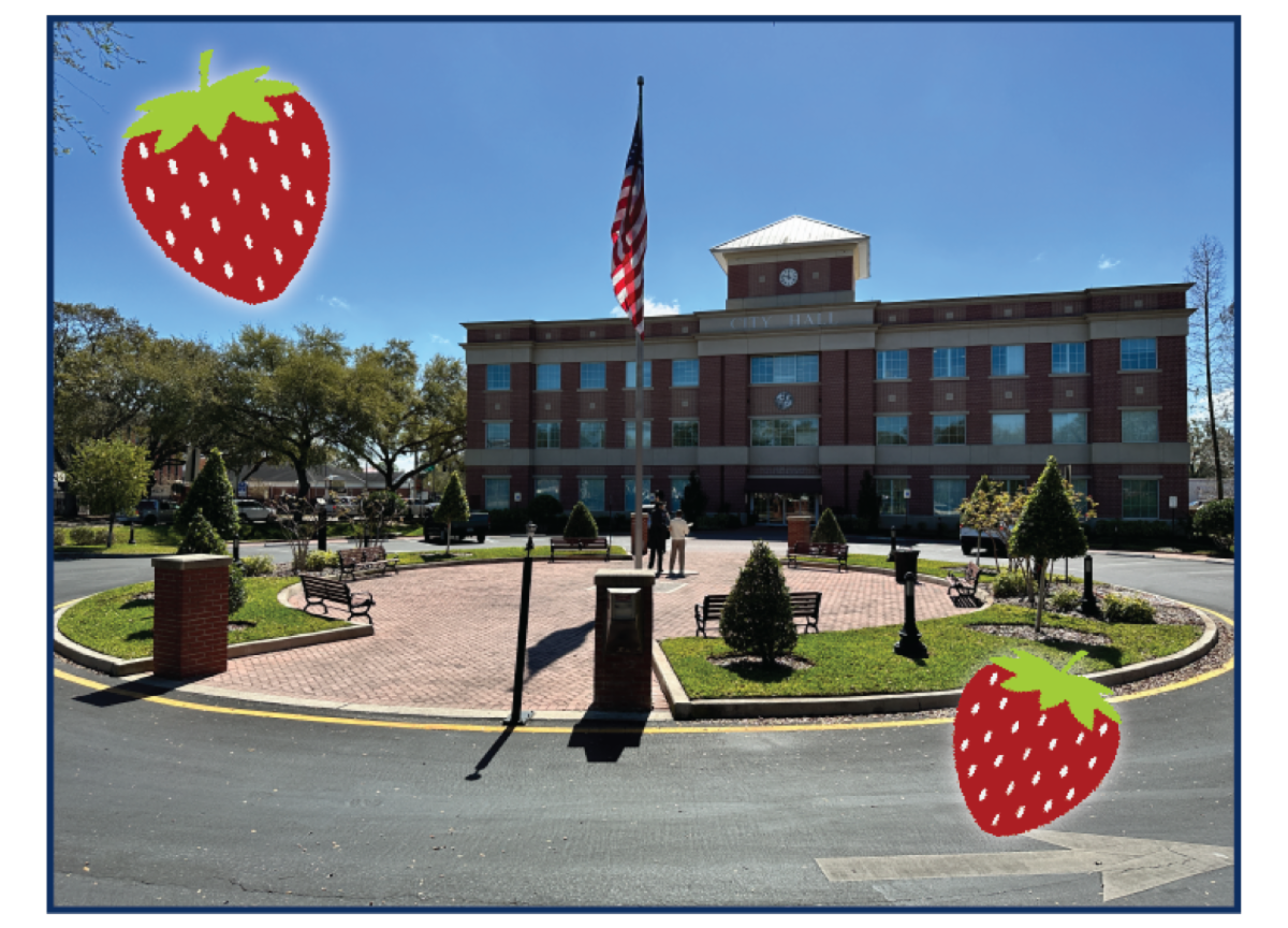 plant city city hall with strawberries