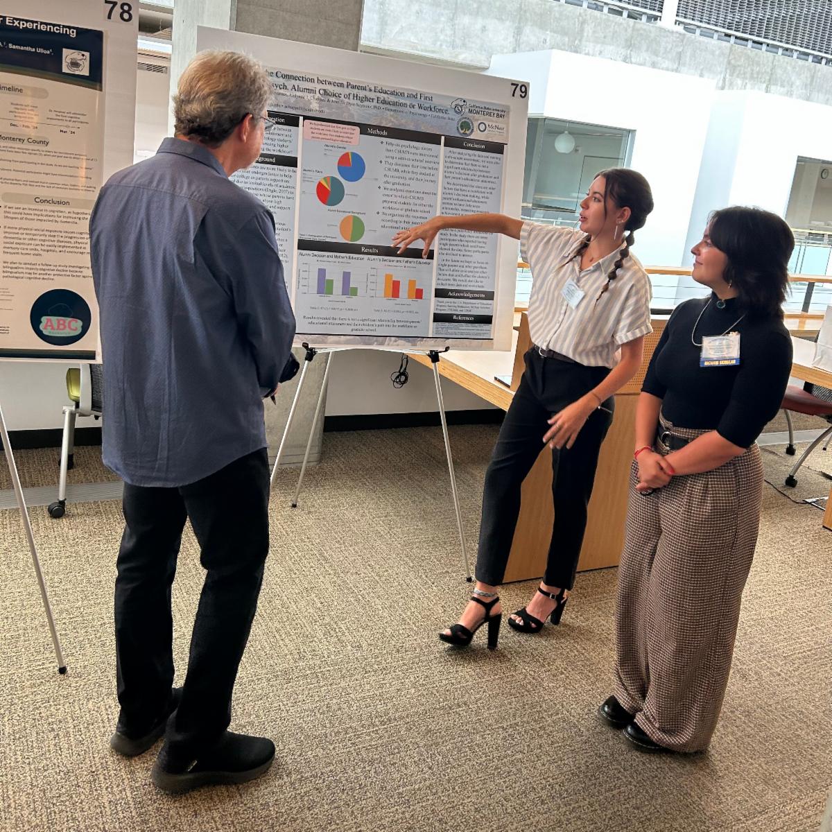 Aislynne and Maria talking to research judge