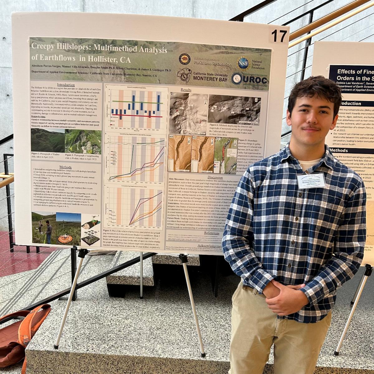 Abraham in front of his poster