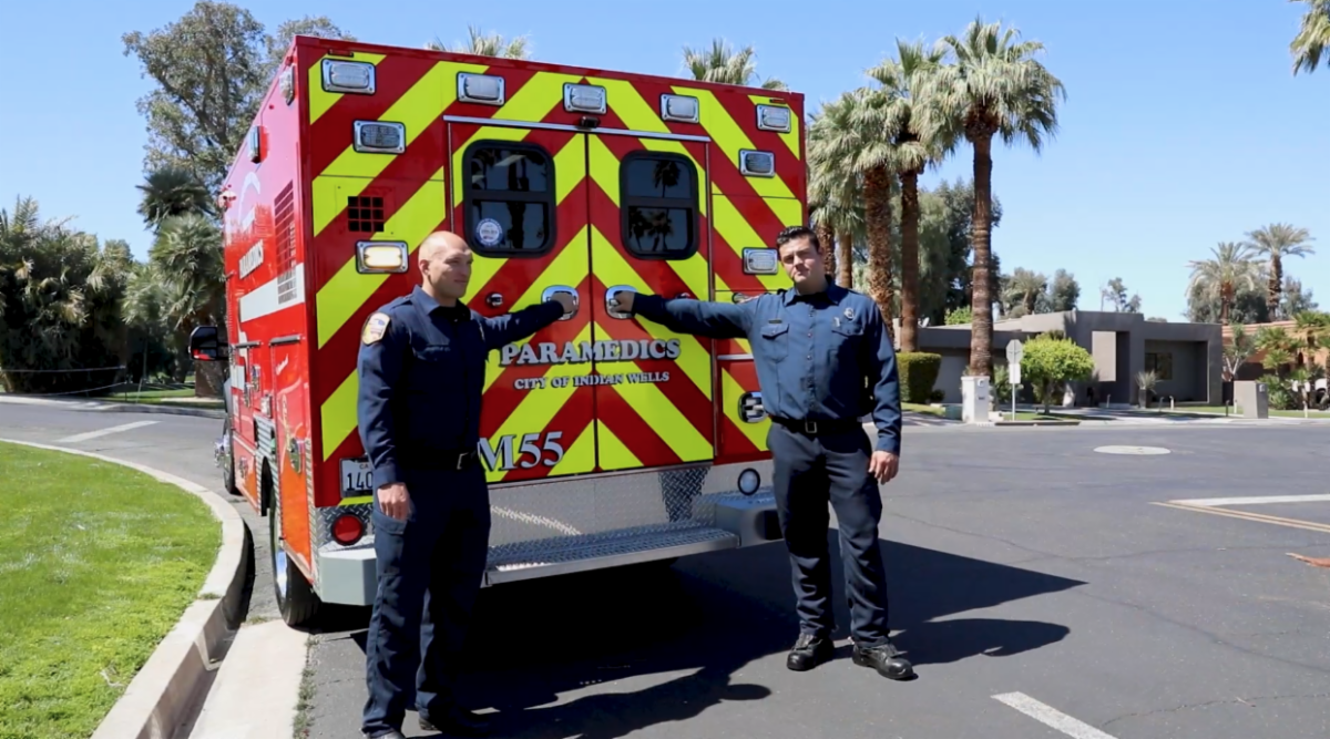 Firefighters and medic 55