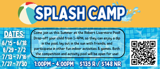 Splash Camps at the Pool from 1-4pm