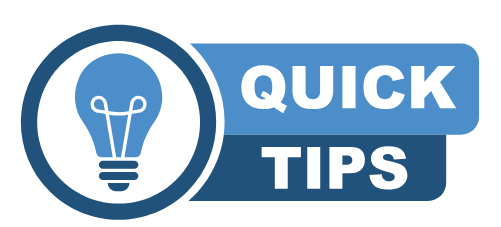 Icon of lightbulb with text that reads quick tips