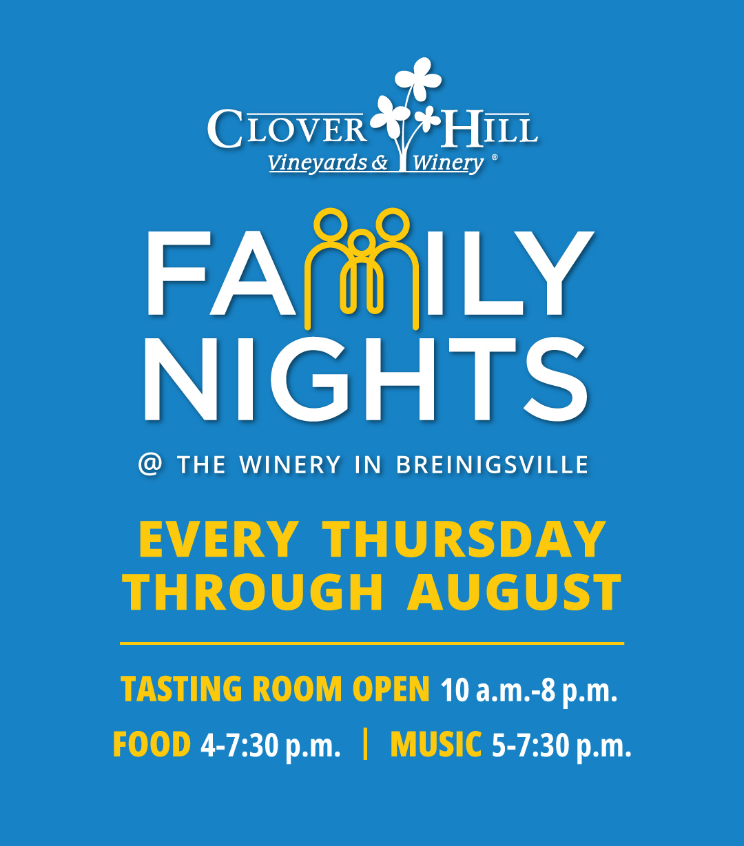 Family Nights at Clover Hill Winery in Breinigsville every Thursday through August