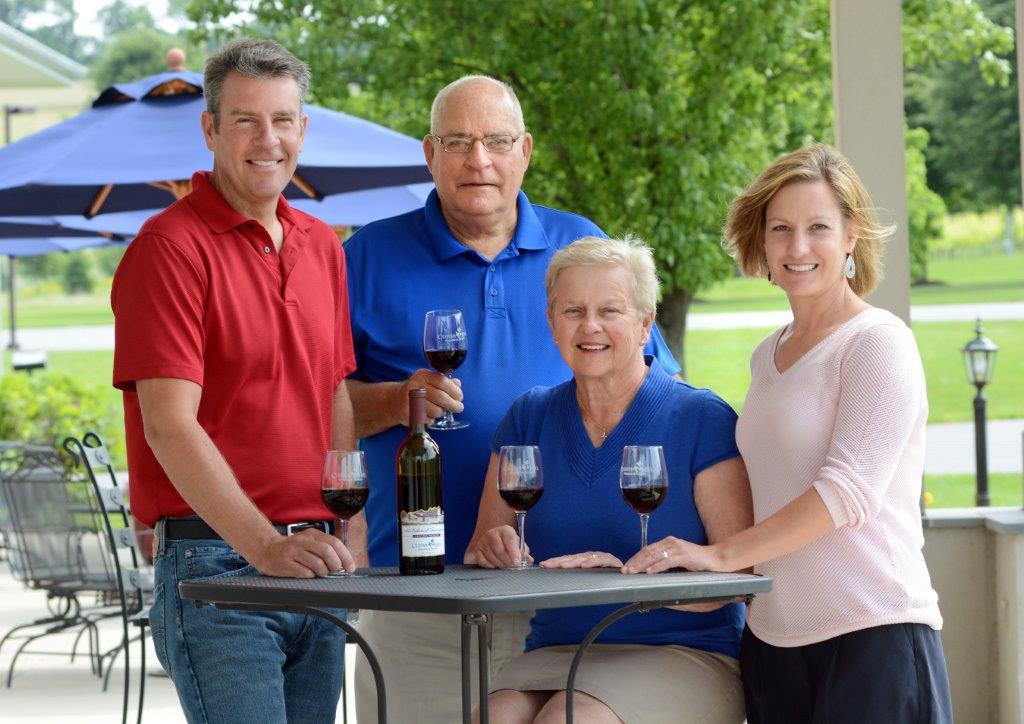 Skrip family on patio at Clover Hill Vineyards & WInery