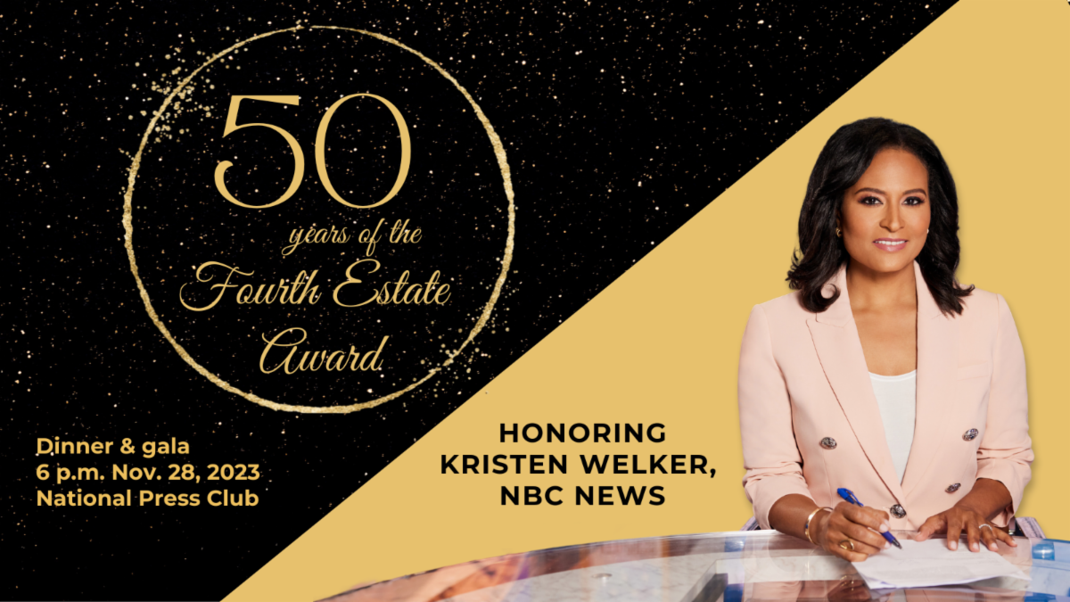 2023 Fourth Estate Award Gala honoring Kristen Welker of NBC News: Join us on Nov. 28