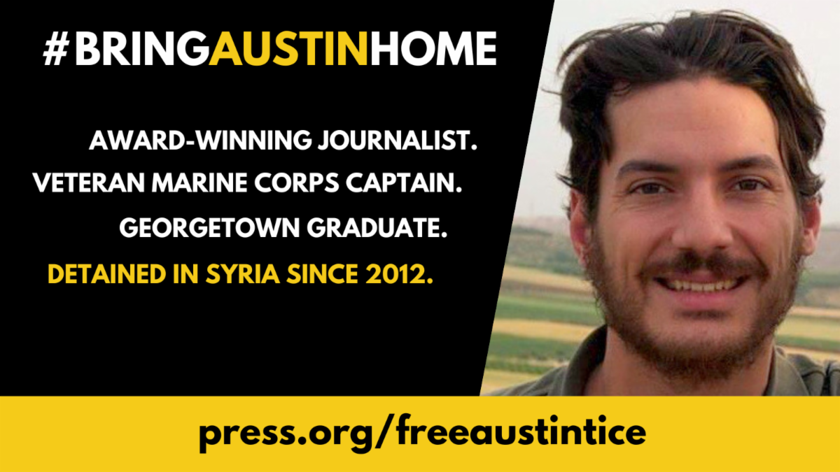 #BRINGAUSTINHOME. Award-winning journalist. Veteran Marine Corps captain. Georgetown graduate. Detained in Syria since 2012. https://www.press.org/freeaustintice