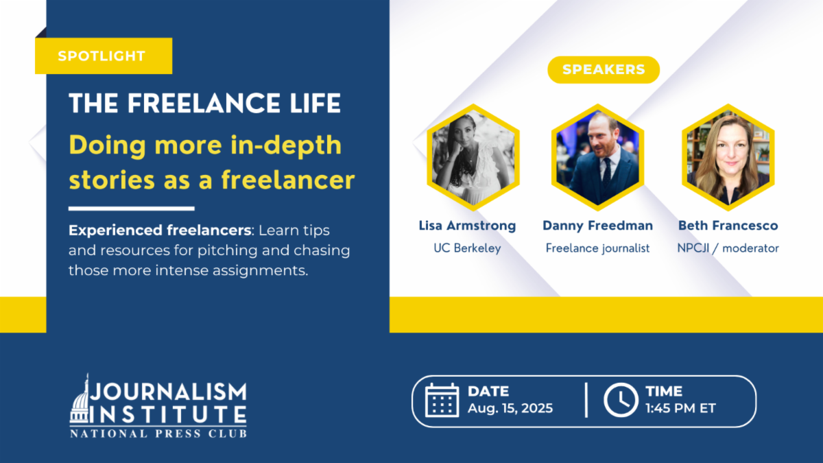 Session spotlight The Freelance life Doing more in depth stories as a freelancer Learn tips and resources for pitching and chasing those more intense assignments Aug 15 at 145 pm et