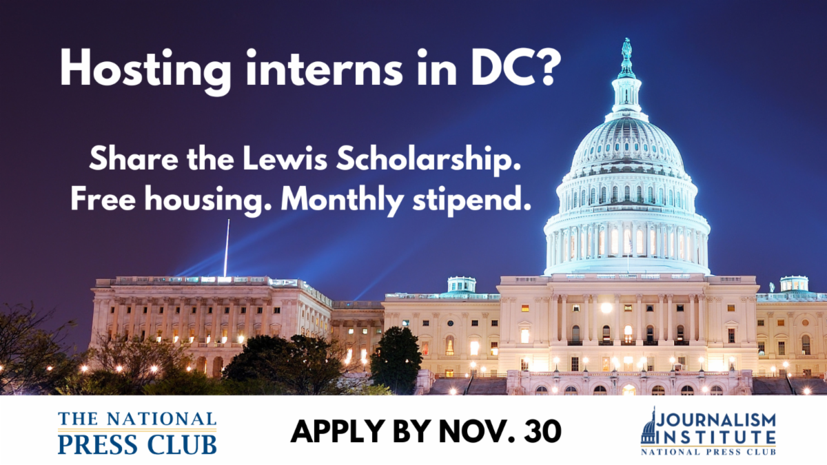 Hosting interns in DC?  Share the Lewis Scholarship: Free housing. Monthly stipend. Deadline is Nov. 30.