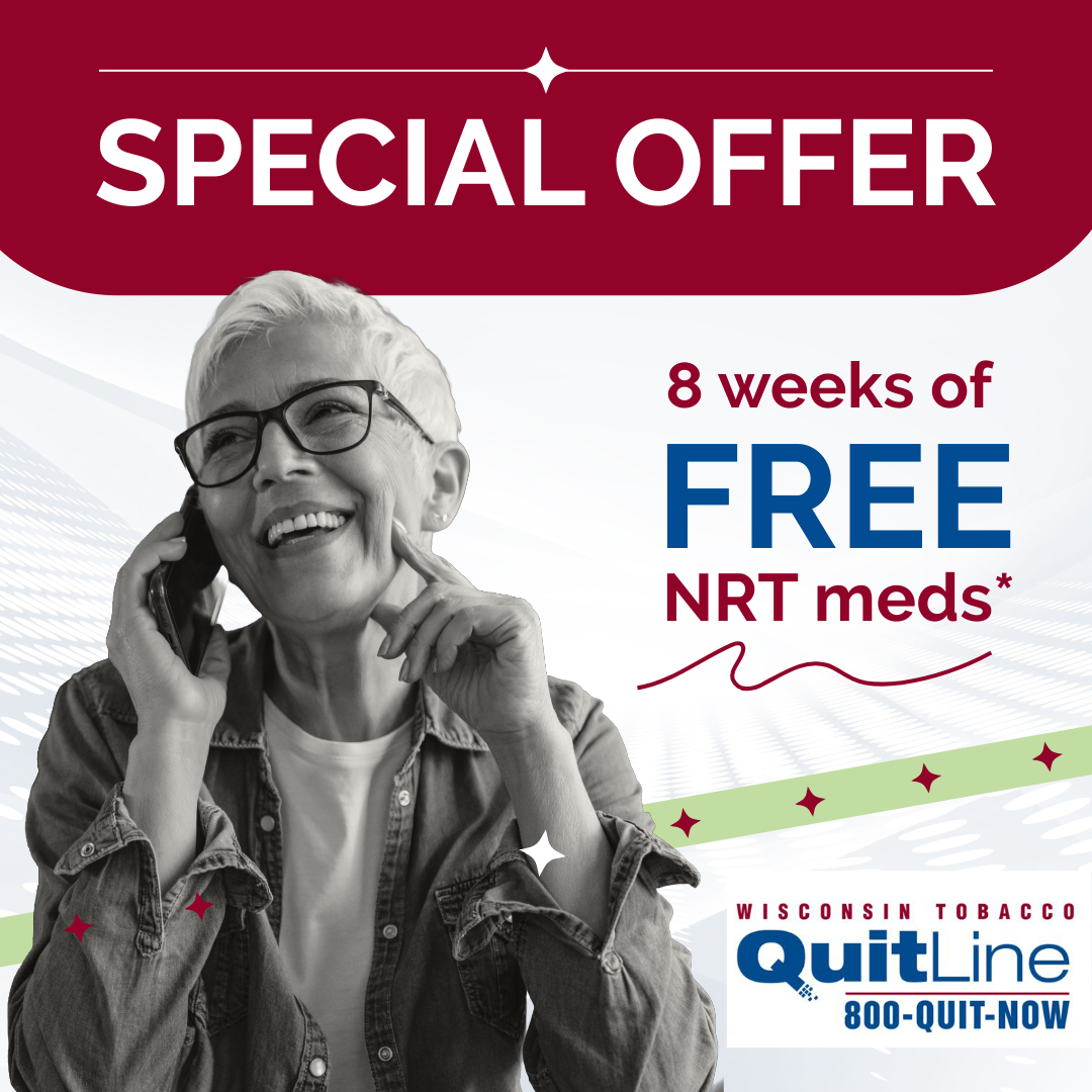 Special offer: 8 weeks of free NRT meds from Wisconsin Tobacco Quit Line