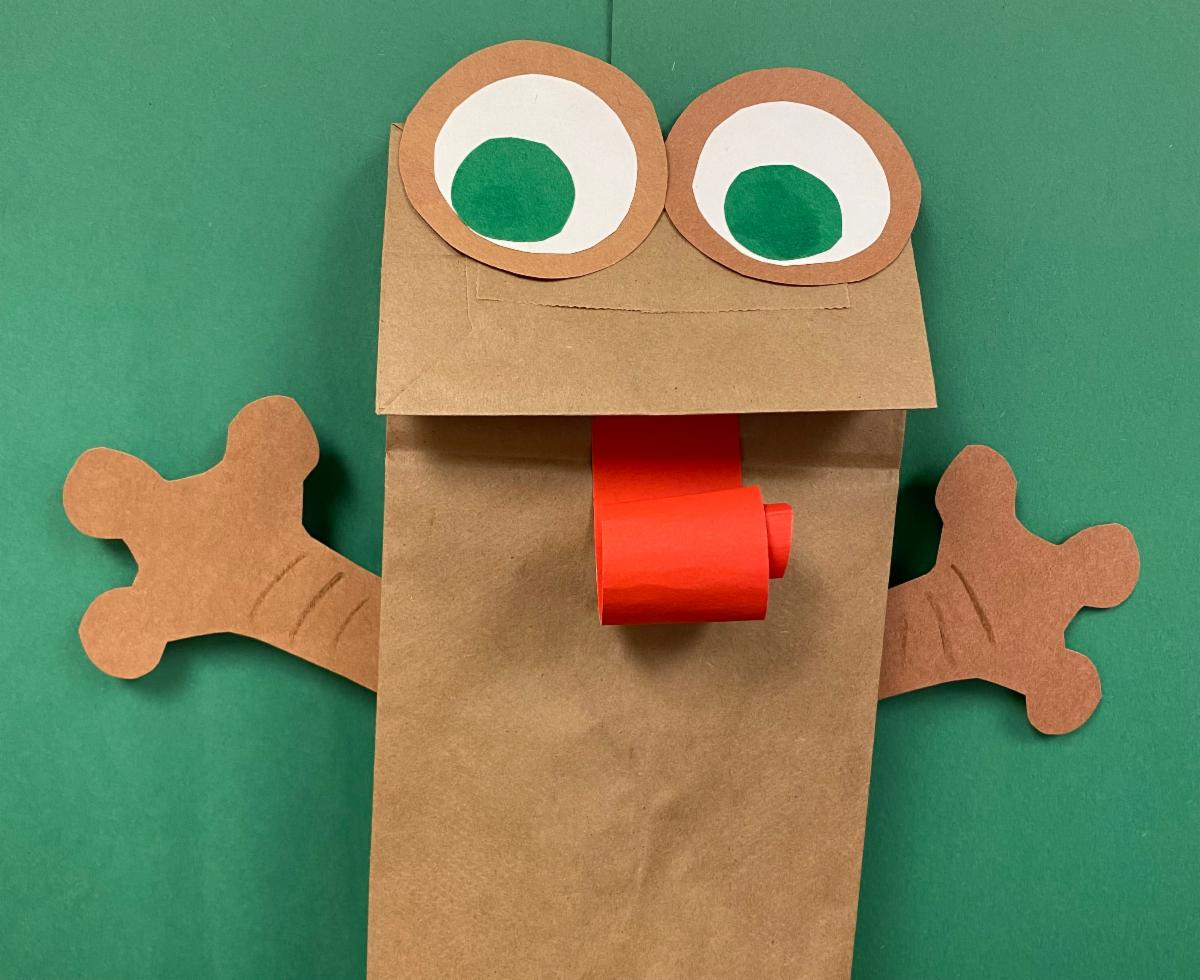 LCCP Paper Bag Frog Puppet Craft