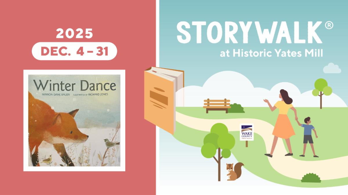 Graphic showing book cover for Winter Dance and dates this book will be on display at park