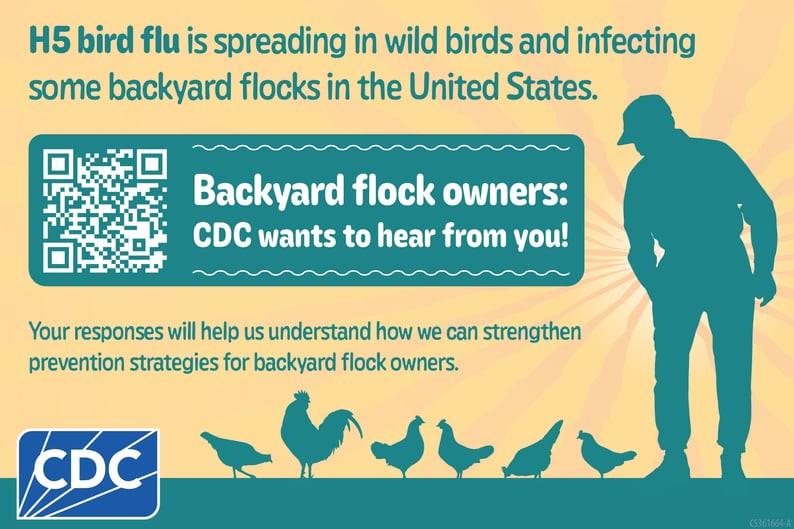 Backyard Flock Owners CDC wanted to hear from you! Image of farmer feeding chickens
