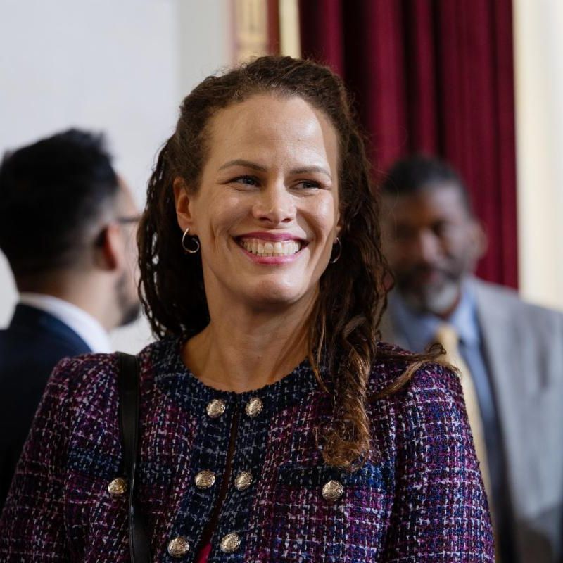 LADWP CEO & Chief Engineer Janisse Quinones smiles at a City Council meeting.