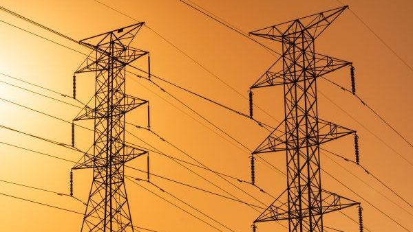 Black transmission lines with orange background.&nbsp;