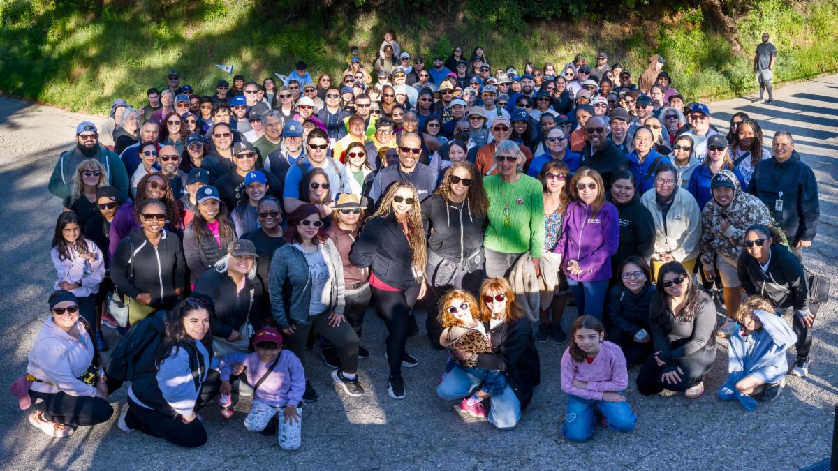 Reservoir Walk group photo captured along the trail at the Hollywood Reservoir.