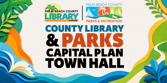 county library and parks capital plan town hall banner with artwork