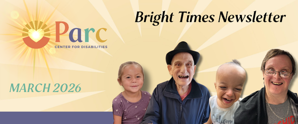yellow background with four individuals from parc; 2 children and 2 adult participants 