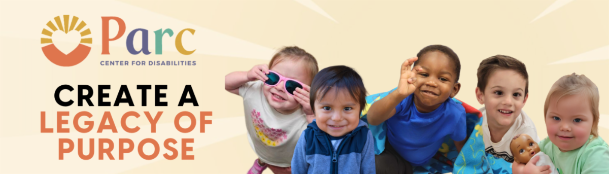 Header image of four children we serve at Parc. With words saying "Leave a Legacy of Purpose" 