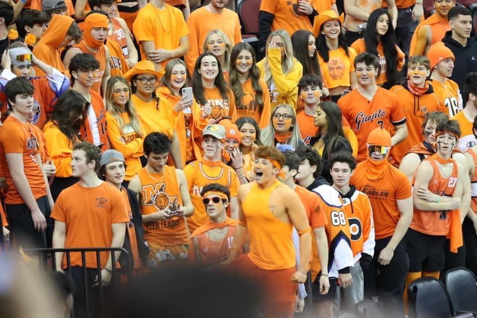 The Middletown North fan section cheers on the Lions during the NJSIAA Public B State Championship game at the Prudential Center in Newark.