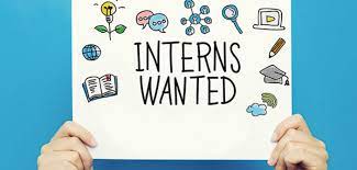 This title card reads interns wanted.
