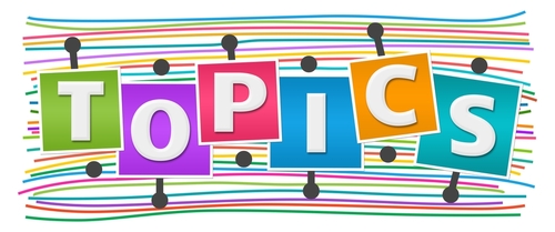 Topics text written over colorful background.