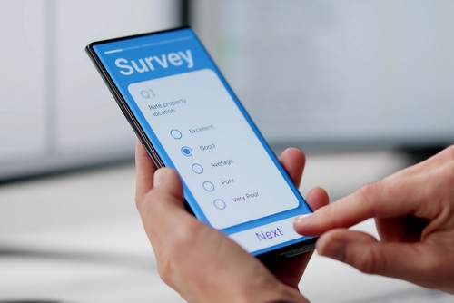 Digital Online Research Survey Form On Mobile Phone Screen